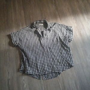 Madewell Buffalo Plaid Short Sleeve Shirt Mens XL Black White Button Up Cotton